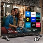 Smart TV 32″ HD AOC Roku 32S5045/78G na Amazon