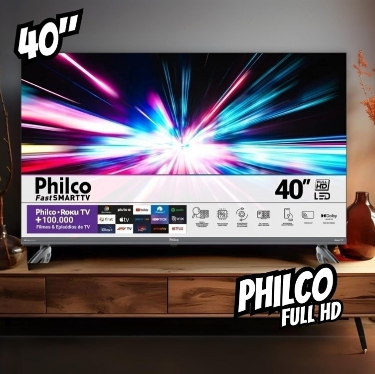 Smart TV 40” PTV40E3ERSGB Roku TV Led Dolby Audio na Amazon