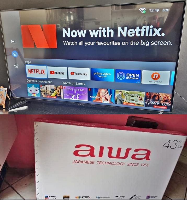 Smart TV 43″ Aiwa Full HD AWS-TV-43-BL-02-A Android, Comando de Voz, Dolby Audio, HDR10, Borda Ultrafina na Casas Bahia