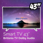 Smart TV 43” Britânia Led BTV43E3AAGSSGBLF Android TV Dolby Audio Bivolt na Amazon