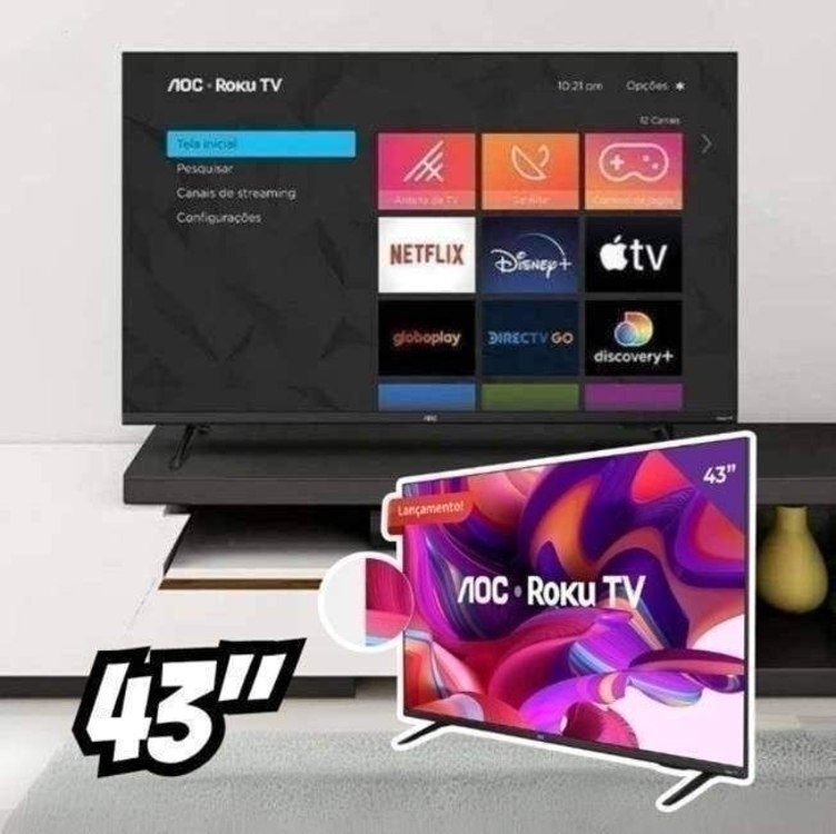Smart TV 43″ HD AOC Roku 43S5045/78G TV HDMI 1 USB Wifi Conversor Digital na Amazon