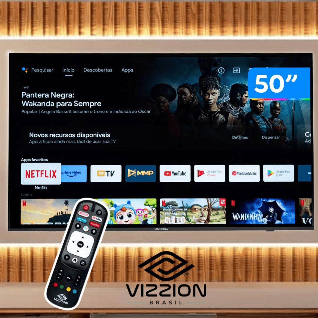 Smart TV 50” 4K DLED Rig Vizzion BR50GUA IPS na Aliexpress