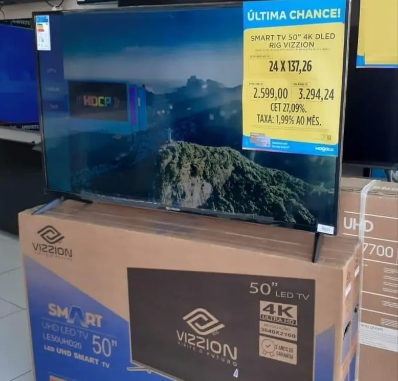 Smart TV 50” 4K DLED Vizzion LE50UHD20 - IPS Wi-Fi 3 HDMI 2 USB na Magazine Luiza