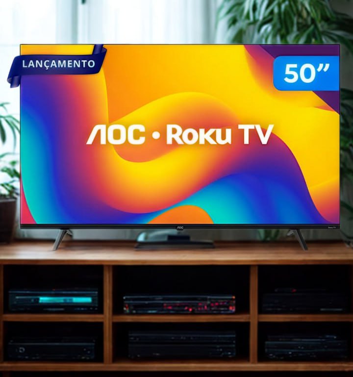 Smart TV 50″ AOC 4K DLED 50U7045/78G Roku TV Quad Core Google Assistente 3 HDMI na Amazon