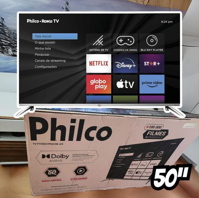 Smart TV 50 Philco PTV50G7PR2CSB 4K Roku TV Led Dolby Audio na Amazon