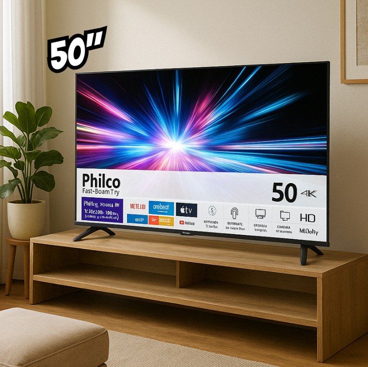 Smart TV 50″ Philco Ultra HD 4K LED PTV50VA4REGB com Sistema Operacional Roku TV e Entradas USB e HDMI na Casas Bahia