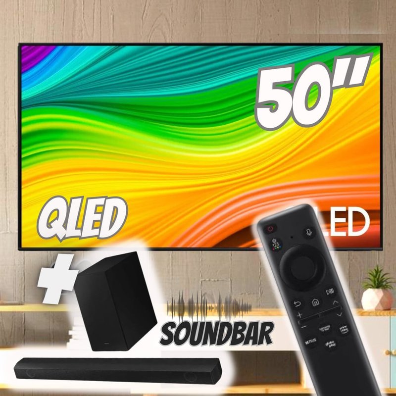 Smart TV 50″ QLED 4K 50Q60D 2024 + Soundbar HW-B550/ZD na Casas Bahia