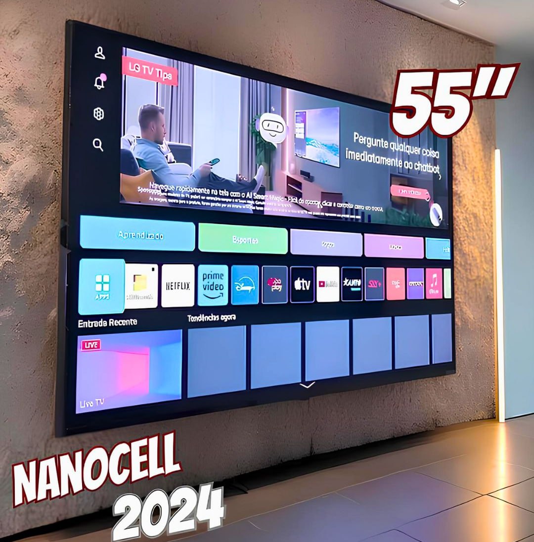 Smart TV 55″ 4K LCD LED NanoCel LG 55NANO80TSA AI Processor Wi-Fi e Bluetooth 3 HDMI 2 USB na Aliexpress