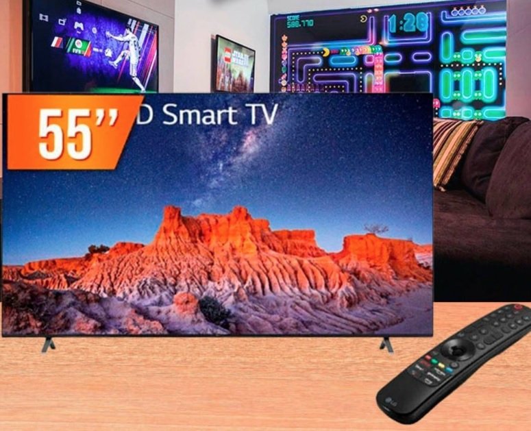 Smart TV 55″ 4K LG 55UQ801C ThinQ AI Wi-Fi HDR Bluetooth Design Ultrafino – Preta na Compra Certa