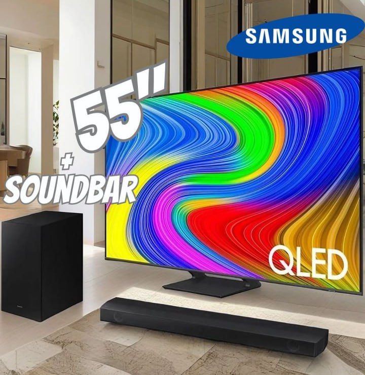 Smart TV 55″ QLED 4K 55Q65D 2024 + Soundbar HW-B550/ZD na Casas Bahia