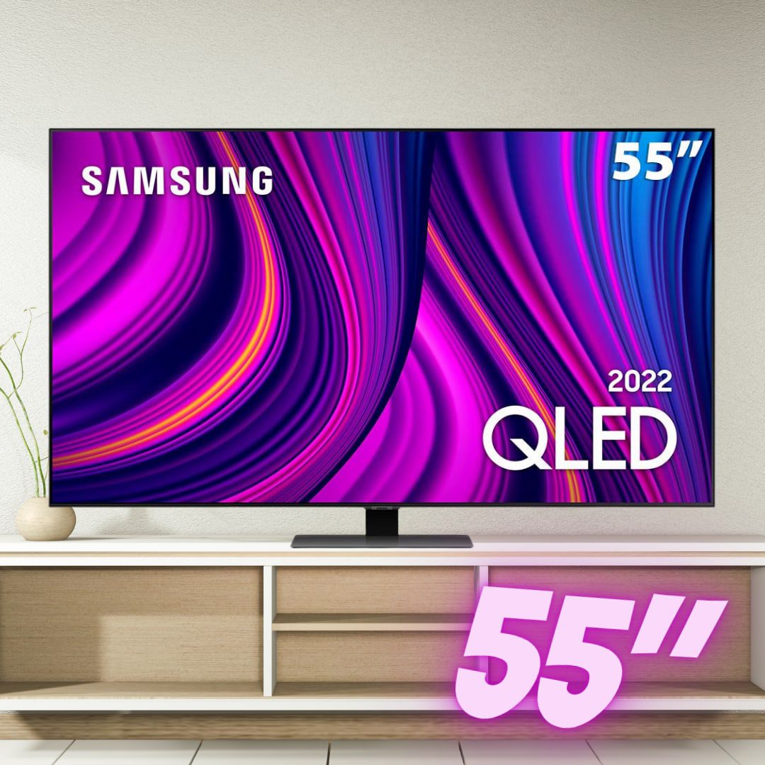 Smart TV 55 QLED 4K Samsung Q80B, Modo Game, Processador com IA, Som em Movimento, Tela sem limites, Visual livre de cabos, Alexa built in na Ponto