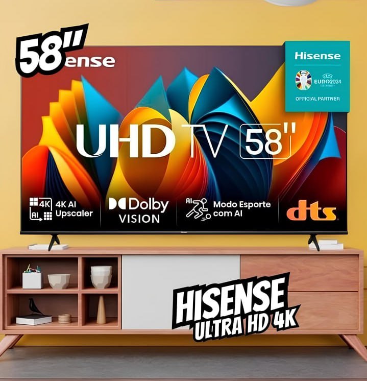 Smart TV 58″ Hisense Ultra HD 4K DLED A6K com Sleep timer, entrada HDMI e Wi-Fi – 58A51HSV na Casas Bahia