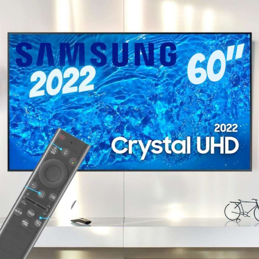 Smart TV 60 Crystal UHD 4K Samsung 60BU8000, Painel Dynamic Crystal Color, Design slim, Tela sem limites, Alexa built in, Controle Remoto Único na Casas Bahia