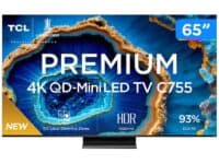 Smart TV 65″ 4K UHD QLED Mini LED TCL 65C755 120Hz Wi-Fi Bluetooth 4 HDMI 2 USB na Aliexpress