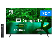 Smart TV 70” 4K UHD D-LED Philips Série 7408 VA – Wi-Fi Bluetooth Google Assistente 4 HDMI 2 USB na Magazine Luiza