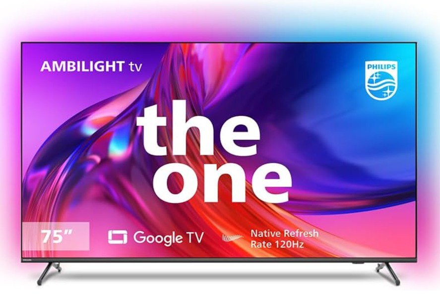 Smart TV 75″ 4K 120 Hz Philips THE ONE 75PUG8808/78, Google TV, Ambilight, P5, DTS Play-Fi, Freesync, Dolby Vision Atmos, 50W RMS 2.1 na Amazon