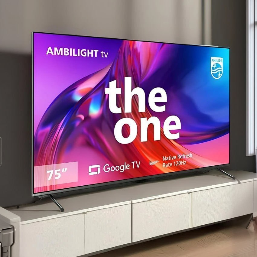 Smart TV 75″ 4K 120 Hz Philips THE ONE 75PUG8808/78, Google TV, Ambilight, P5, DTS Play-Fi, Freesync, Dolby Vision Atmos, 50W RMS 2.1 na Amazon