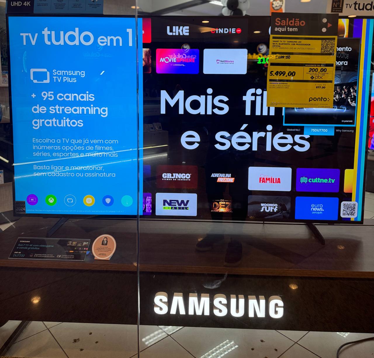 Smart TV 75” 4K UHD LED Samsung 75DU7700 na Aliexpress