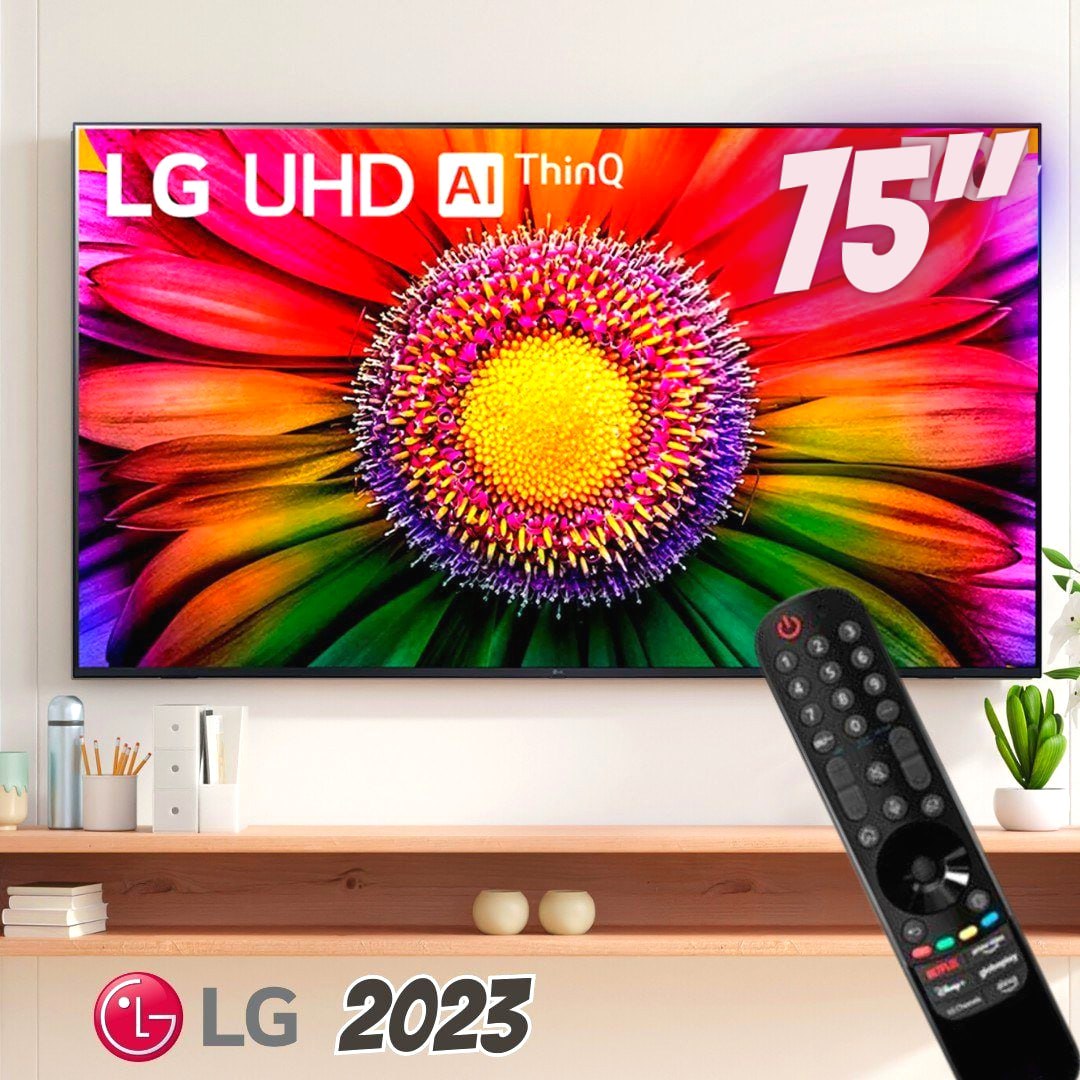 Smart TV 75 Polegadas LG 4K UHD, 3 HDMI, 2 USB, Bluetooth, Wi-Fi, ThinQ AI, Alexa, Google Assistente – 75UR8750PSA na KaBuM!