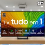 Smart TV 75″ QLED 4K Samsung QN75Q70DAGXZD com Pontos Quânticos, Upscaling, Gaming Hub, Design AirSlim, Alexa built in e Painel até 120Hz na Casas Bahia
