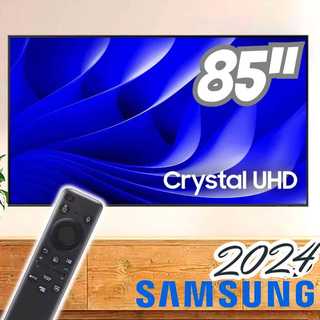 Smart TV 85” 4K Samsung Crystal UHD 85DU8000, Gamig Hub, AI Energy Mode, Alexa built in, Wi-Fi, Bluetooth, USB e HDMI na Casas Bahia