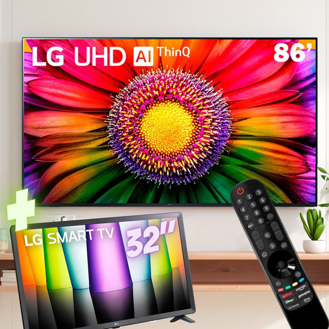 Smart TV 86″ 4K LG UHD ThinQ AI 86UR8750PSA + Smart TV LG 32″ HD 32LQ620 na Carrefour