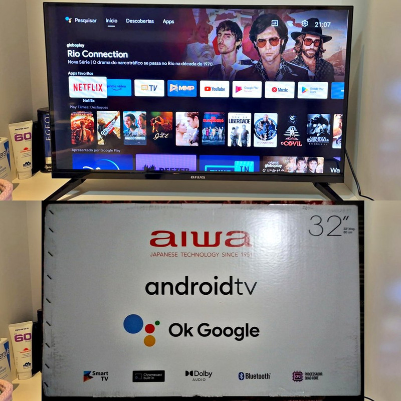 Smart TV Aiwa 32”, Android, HD, Borda Ultrafina, HDR10, Dolby Áudio – AWS-TV-32-BL-02-A na Amazon