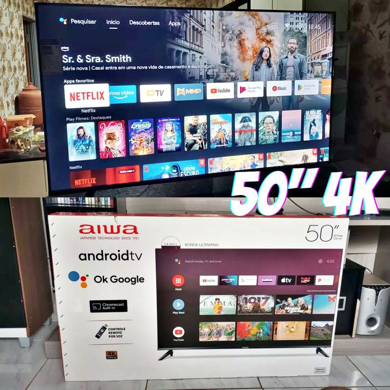 Smart TV Aiwa 50”, Android, 4K, Borda Ultrafina, HDR10, Dolby Áudio – AWS-TV-50-BL-02-A na Amazon