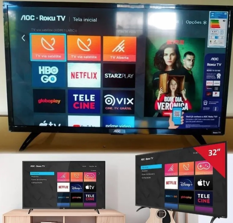 Smart TV AOC 32 Polegadas LED HD, 3 HDMI, 1 USB, Wi-Fi, Netflix e Youtube – 32S5195/78G na Magazine Luiza