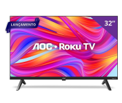 Smart TV AOC Roku, 32” HD, 32S5045/78G, com HDMI, USB, Wi-Fi, Conversor Digital na Amazon