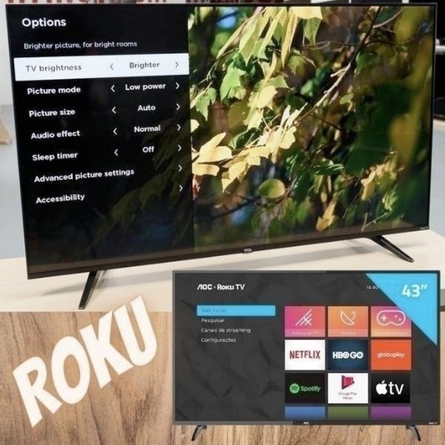 Smart TV AOC Roku LED 43” 43S5195/78 com Wi-Fi Full HD 3 HDMI 1 USB com Controle Remoto com atalhos Roku Mobile Miracast, na Americanas
