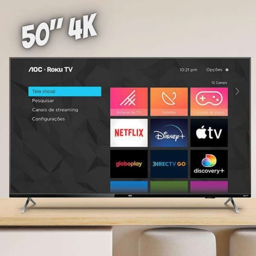 Smart TV AOC Roku LED 50 Polegadas 4K UHD Wi-Fi 50U6125/78G na Casas Bahia