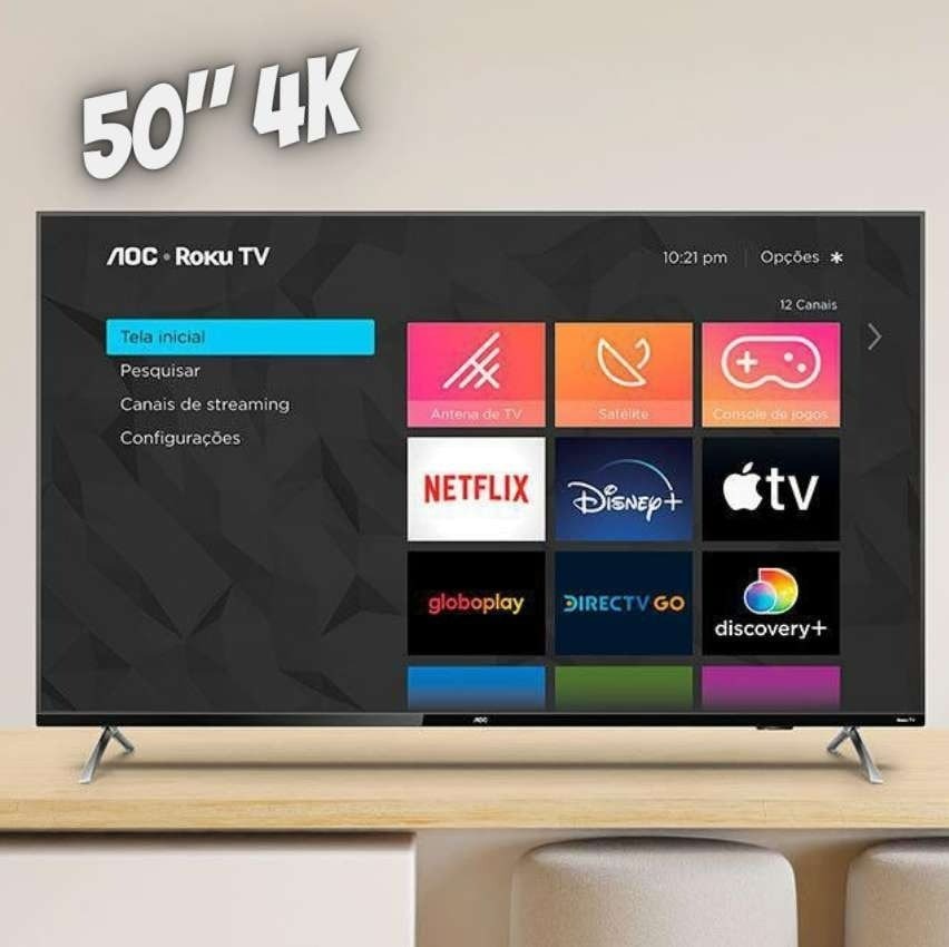 Smart TV AOC Roku LED 50 Polegadas 4K UHD Wi-Fi 50U6125/78G na Casas Bahia