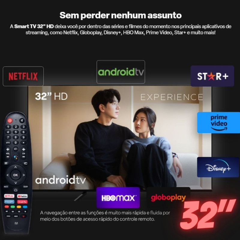 Smart TV DLED 32 HD Multi Série Experience Android 11 3HDMI 2USB – TL068M na Amazon