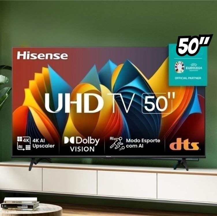 Smart TV Hisense 50 Polegadas 50Q6N 4K UHD QLED HDR10mais Dolby Vision Atmos Google TV na Carrefour