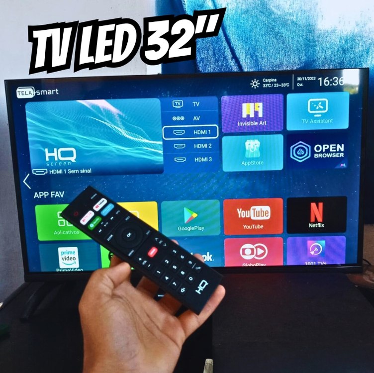 Smart TV HQ 32″ HD tela sem bordas Androind 12 design slim HQS32NKHM na Amazon