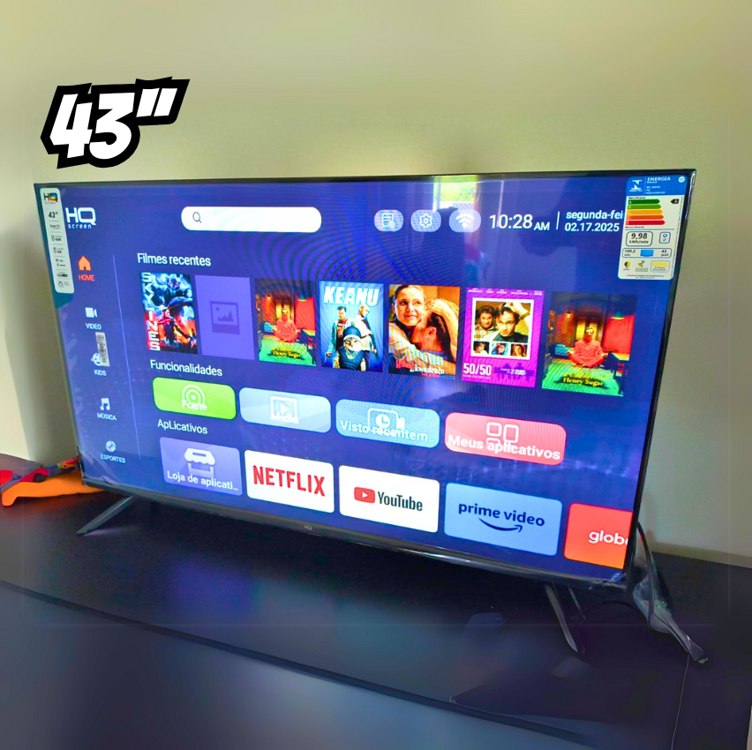 Smart TV HQ 43″ Full HD tela sem bordas Android 12 design Slim HQS43NKHM na Amazon