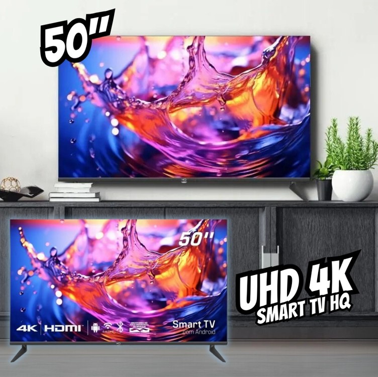 Smart TV HQ 50″ UHD tela sem bordas Android 13 design Slim HQS50NKHM na Amazon