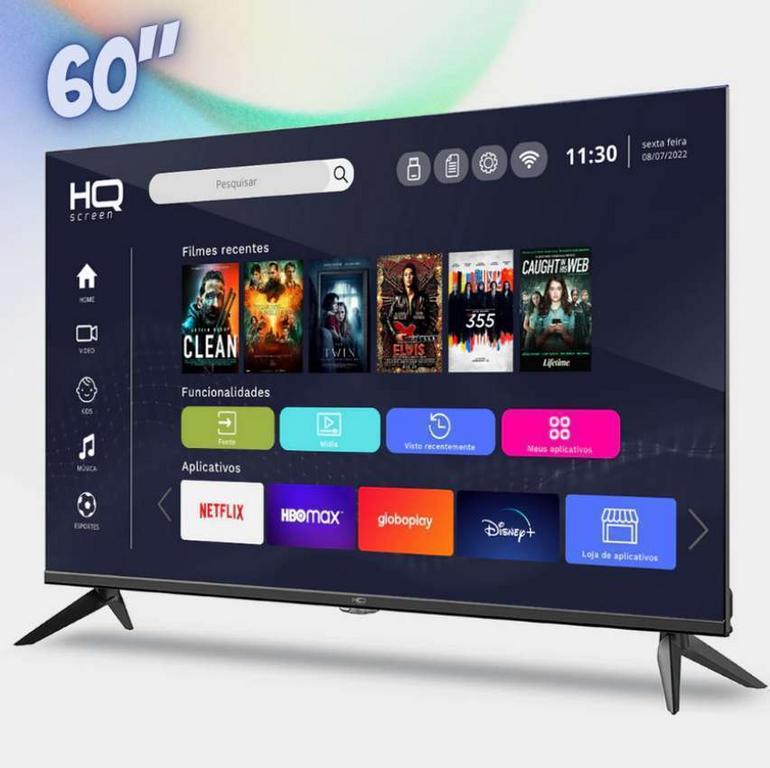 Smart TV HQ 60″ UHD 4K, HDR Android 11, Design Slim, Processador Quad Core, Espelhamento de tela – HQSTV60NK na Magazine Luiza