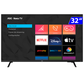 Smart TV LED 32" AOC LCD HD com Wi-Fi 2 USB 3 HDMI Controle Remoto Aplicativo Roku Botão Netflix -  32S5135/78G na Gazin