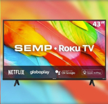 Smart TV LED 43″ FULL HD Semp R6500 – Roku, Alexa, Wifi na Amazon