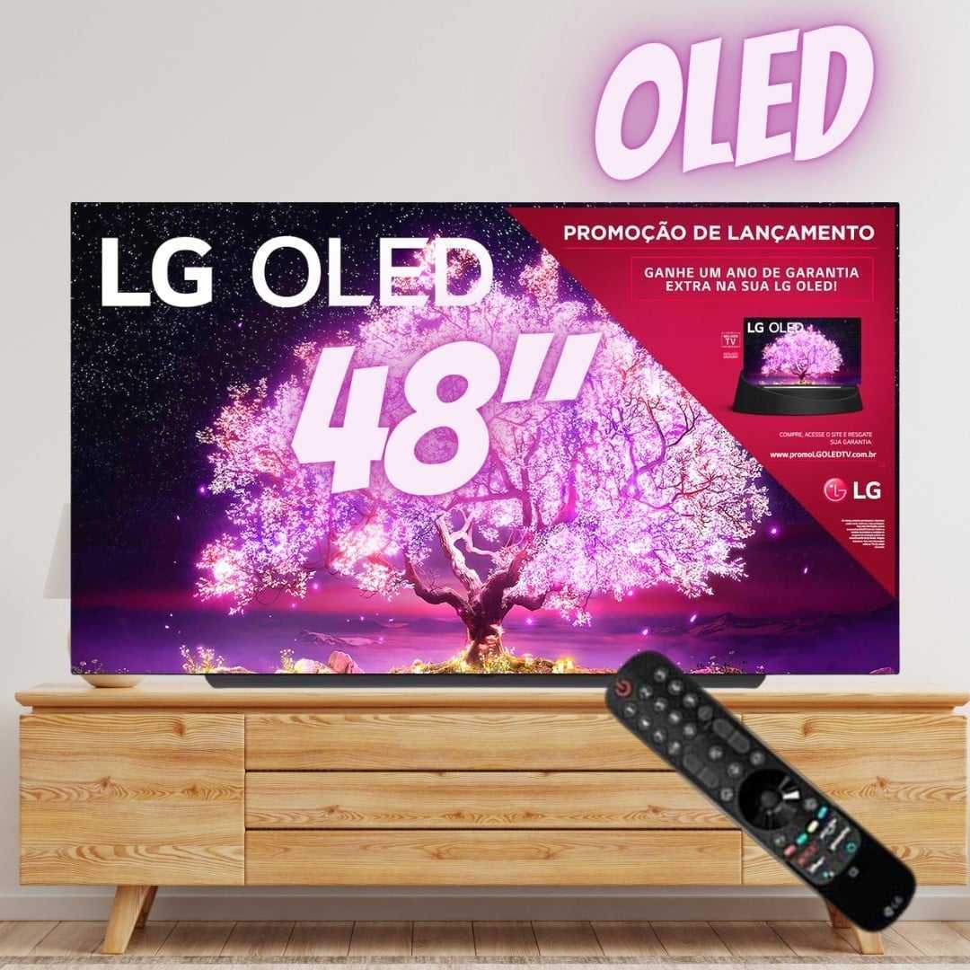 Smart TV LG 48 OLED48C1 4K Inteligência Artificial ThinQ Controle Smart Magic Preto Bivolt na Eletrum