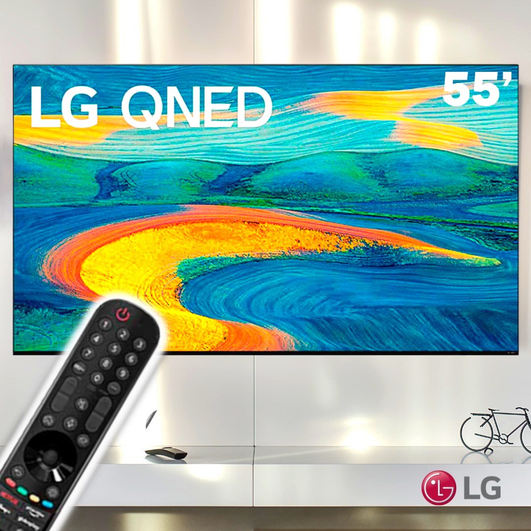 Smart TV LG 55″ 4K Quantum Dot NanoCell 55QNED7S 4X HDMI ThinQAI Smart Magic Google Alexa Apple AirPlay na Carrefour