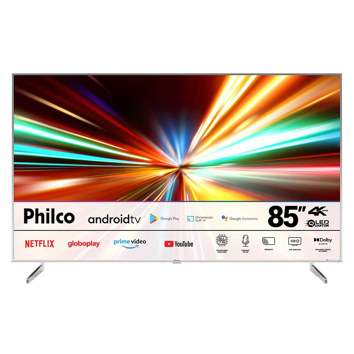 Smart TV Philco 85 Polegadas PTV85F8TAGCM 4K UHD QLED Dolby Audio Android TV na Carrefour