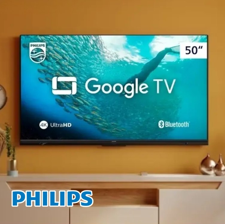 Smart TV Philips 50″ 4K HDR 50PUG7019/78, Google TV, Comando de Voz na Amazon