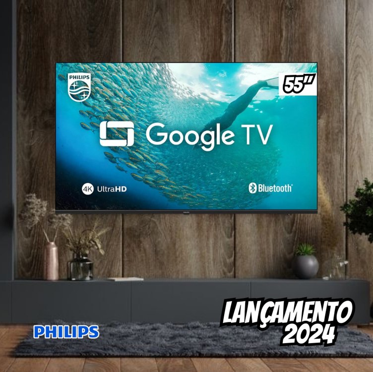 Smart TV Philips 55″ 4K HDR 55PUG7019/78, Google TV, Comando de Voz na Amazon