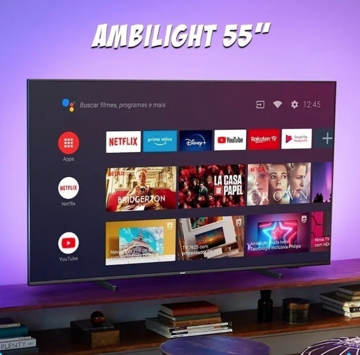 Smart TV Philips 55″ Ambilight 4K UHD LED Android TV 60Hz 55PUG7906/78 na Girafa