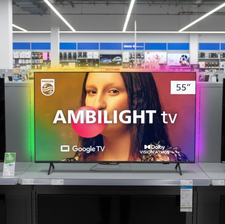 Smart TV Philips Ambilight 55″ 4K 55PUG7908/78, Google TV, Comando de Voz, Dolby Vision/Atmos, VRR/ALLM, Bluetooth na Amazon