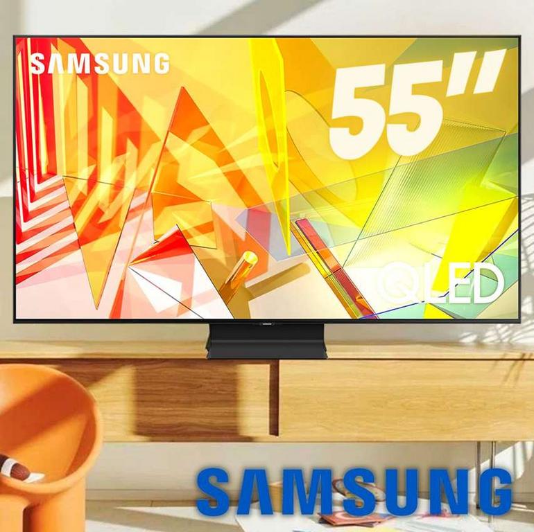 Smart TV QLED 55″ 4K UHD Samsung Q90T – Alexa built in, Processador com IA, Tela sem limites na Amazon