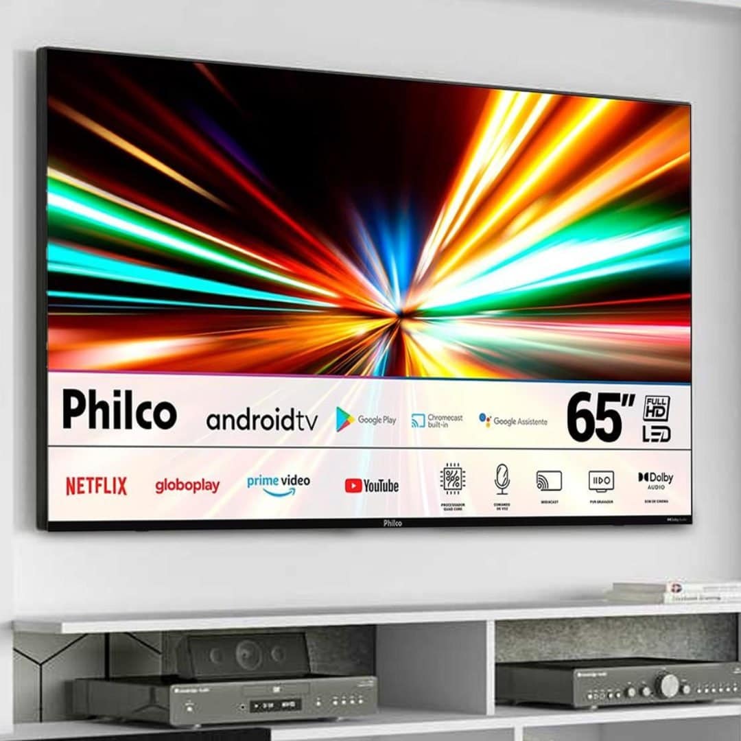 Smart TV QLED 65″ 4K UHD Philco PTV65G3BGTSSBL Google TV, Google Assistente, Dolby Audio, Chromecast Built in na Casas Bahia